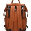 Fashionable PU Leather Diaper Backpack With Flap Back