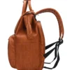 Fashionable PU Leather Diaper Backpack With Flap Side
