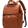 Fashionable PU Leather Diaper Backpack With Flap front
