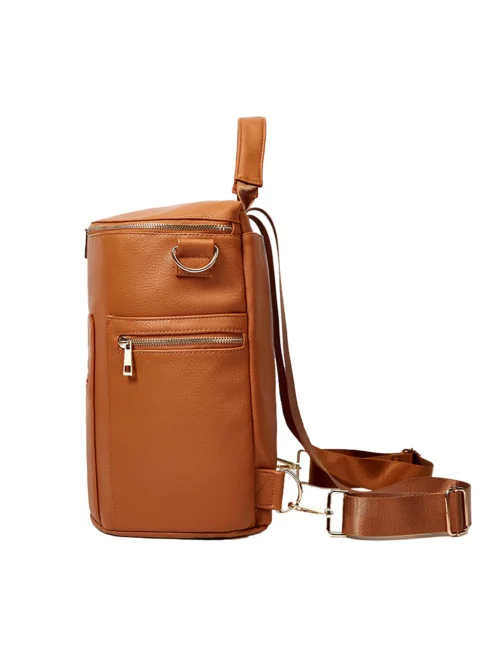 Fashionable PU Leather Diaper Backpack Side