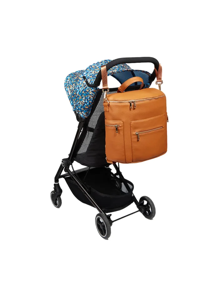 Fashionable PU Leather Diaper Backpack stroller